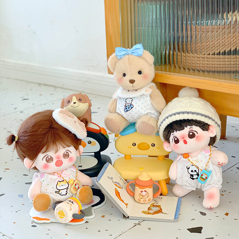 【现货批发】棉花娃娃10cm20cm玩偶娃衣波点爬服,淘宝优惠券,粉丝福利购,淘宝优惠卷