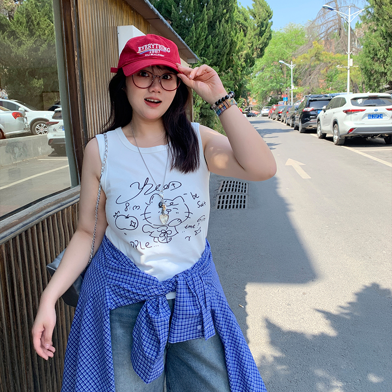 YUZI鱼子吊带背心内搭外穿大码女装微胖mm显瘦遮肉清凉百搭舒适