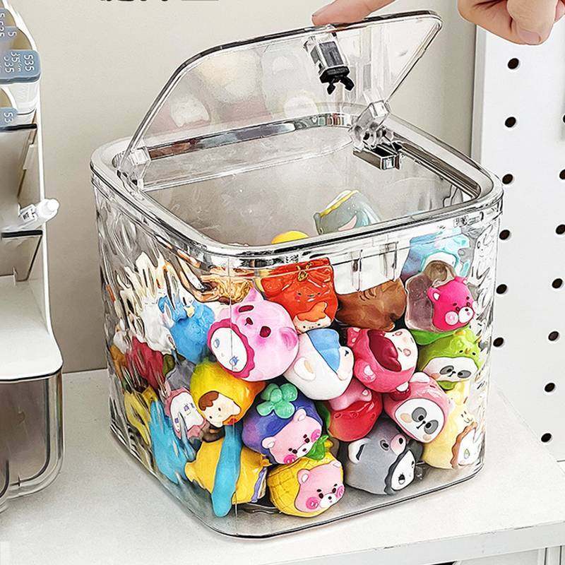 萌粒收纳盒正品亚克力防尘大容量桌面透明带盖摆件展示架整理盒,淘宝优惠券,粉丝福利购,淘宝优惠卷