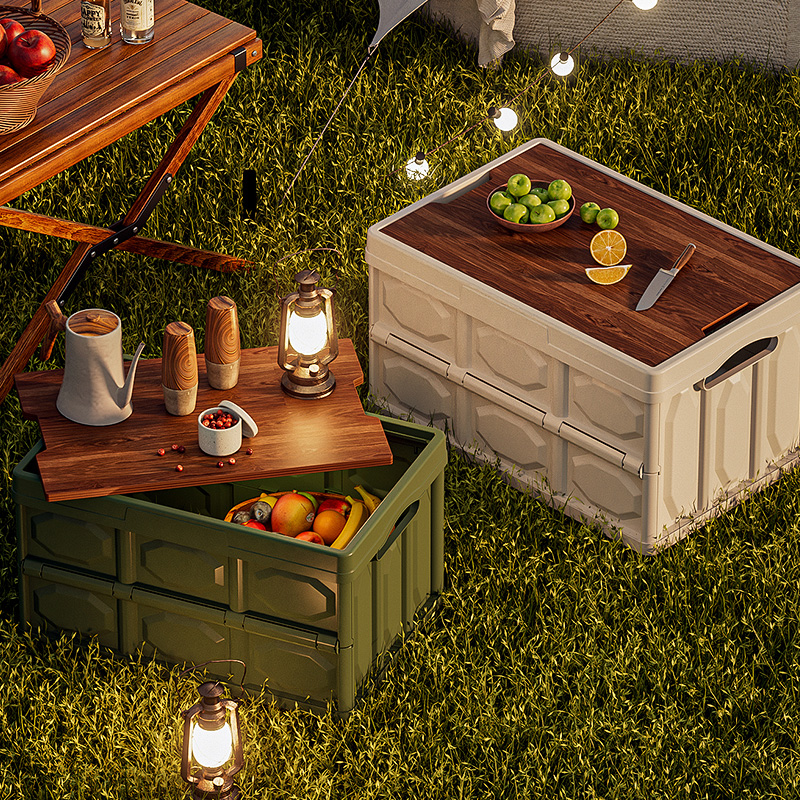 户外露营收纳箱折叠箱野营野餐储物整理箱汽车车载后备箱露营箱子 - 图0