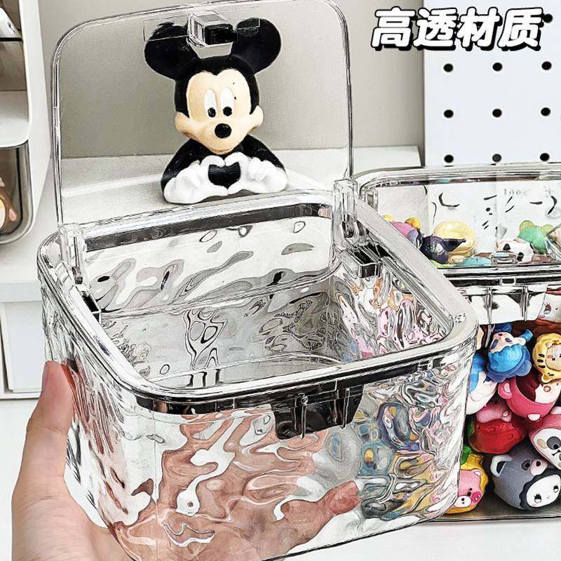 萌粒收纳盒正品亚克力防尘大容量桌面透明带盖摆件展示架整理盒,淘宝优惠券,粉丝福利购,淘宝优惠卷