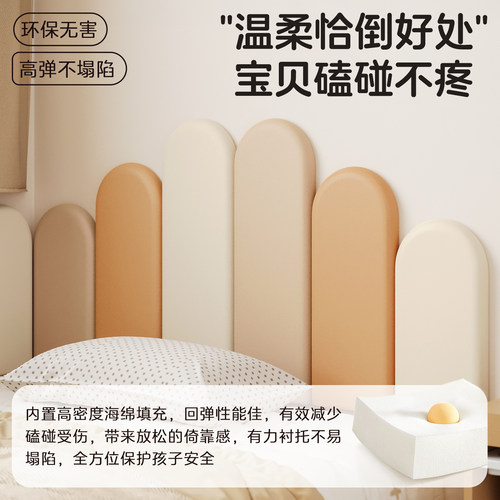MeitingHome榻榻米软包墙围儿童房防撞墙贴宝宝床头床围靠垫自粘 - 图1