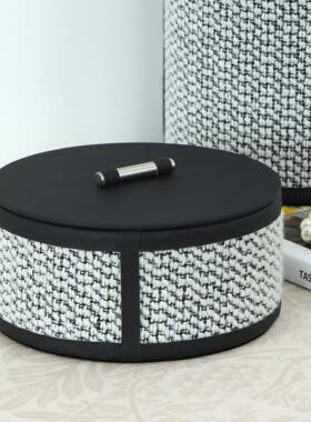 现代轻奢风高端皮革首饰盒带盖收纳盒家用客厅卧室梳妆台创意摆件