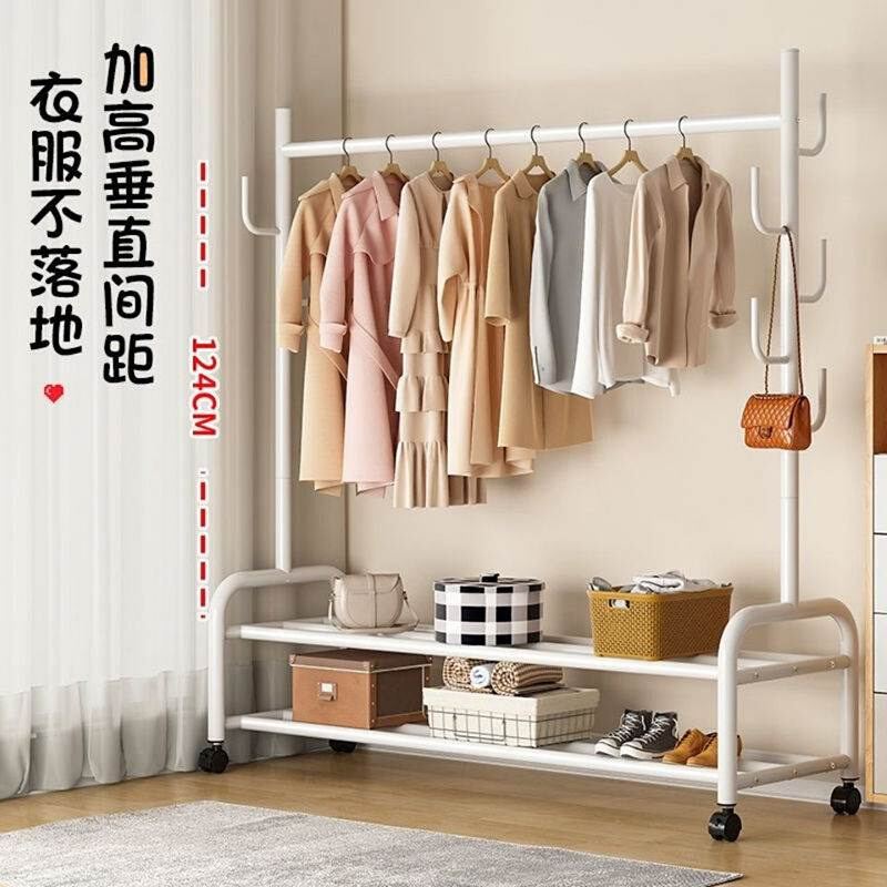 极速晾衣架落地折叠家用晒衣v架阳台卧室挂衣架子室内简易单杆式 - 图1