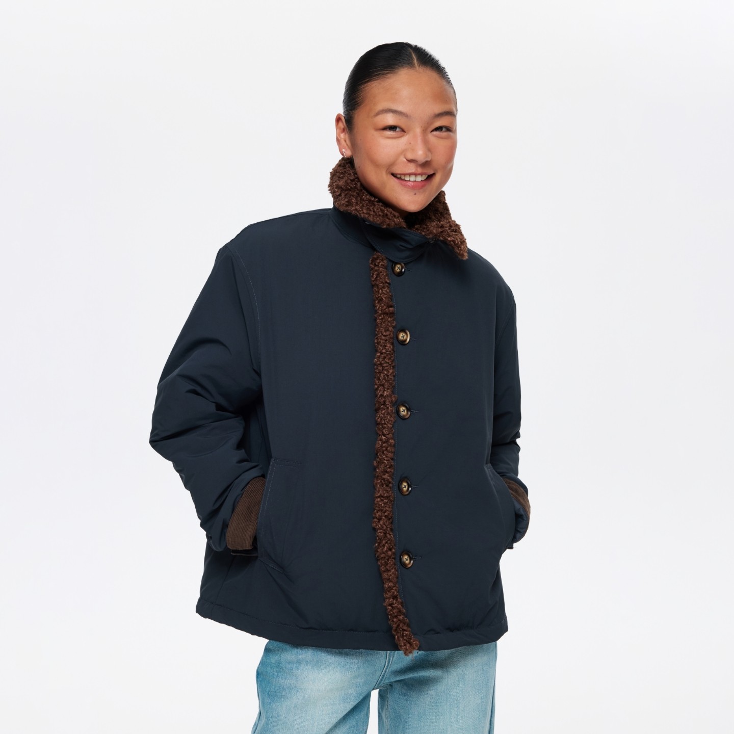 oneup3M新雪丽拼接羊羔毛领棉服外套女秋冬季保暖复古短款棉衣,淘宝优惠券,粉丝福利购,淘宝优惠卷