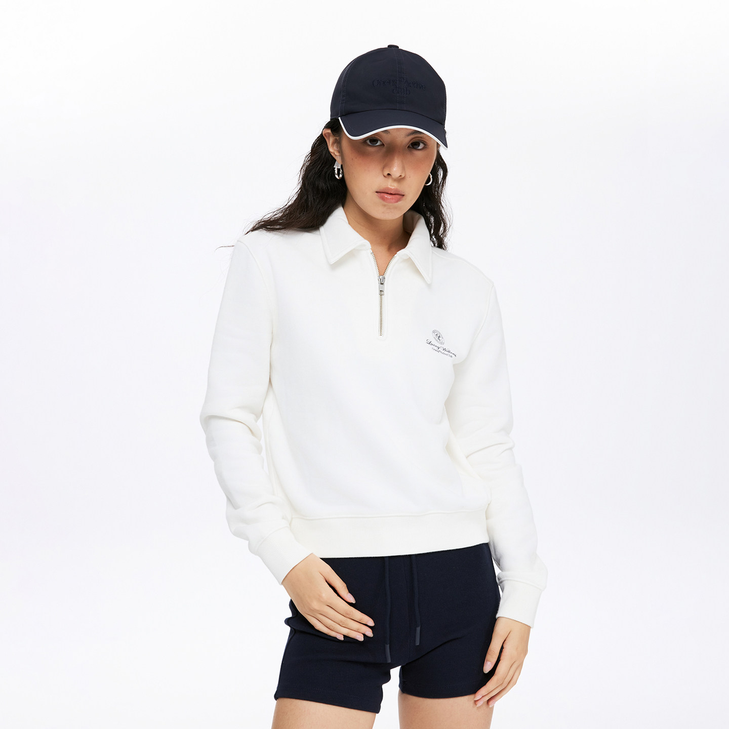 oneup半拉链短款卫衣外套女秋季小个子宽松长袖美式翻领polo衫,淘宝优惠券,粉丝福利购,淘宝优惠卷