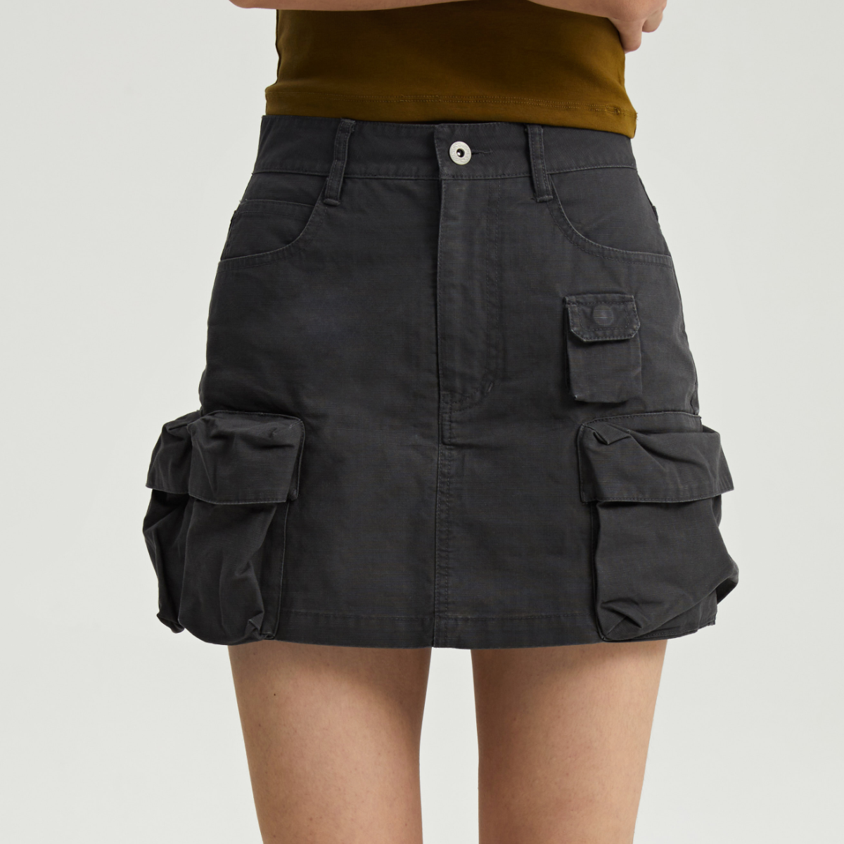 ONEUP口袋工装裙卡其色半裙女夏季小个子短裤裙美式短款半身a字裙,淘宝优惠券,粉丝福利购,淘宝优惠卷