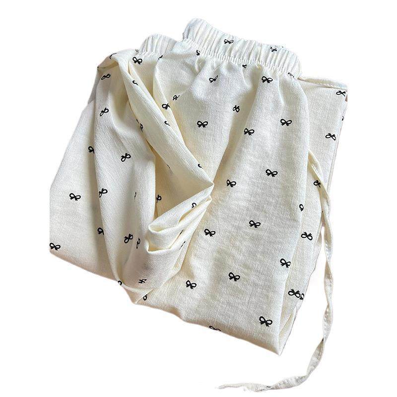 奶白色薄款裤子女春夏松弛垂感蝴蝶结宽松直筒阔腿防晒山本休闲裤,淘宝优惠券,粉丝福利购,淘宝优惠卷