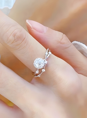 闪耀星河D色莫桑石18K白金钻戒钻石戒指印记PT950铂金赠e大饼粉饼