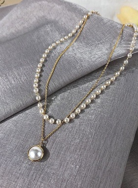 宝石兽家打标精致轻奢波珍珠吊坠精致流纯白珍珠网红小众个性项链