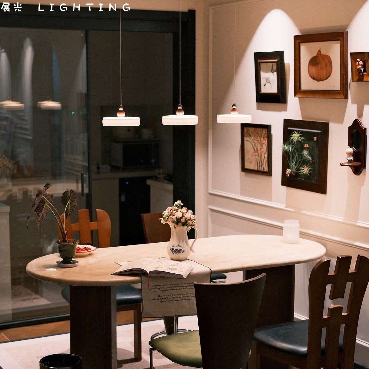 中古风香槟三头餐厅吊灯简约现代奶油餐桌岛台饭厅吧台灯新款主灯,淘宝优惠券,粉丝福利购,淘宝优惠卷