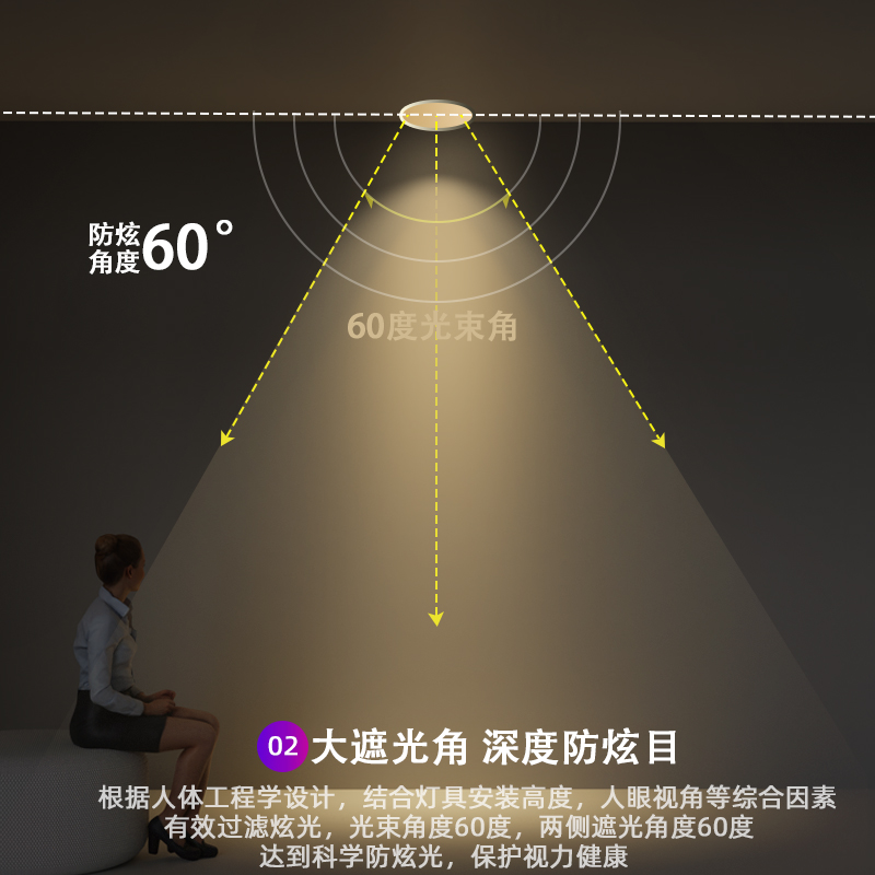 防炫目筒灯3500K6000K4000k开孔7cm客厅天花灯高显色2022年新款7W - 图2