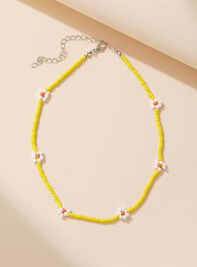 Flower Colored Daisy Necklace women 彩色小雏菊choker颈链女
