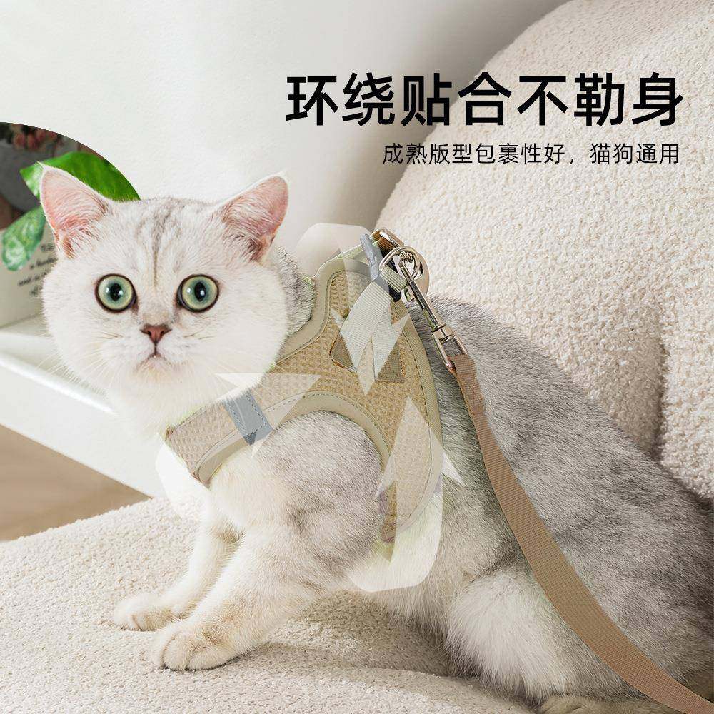 华夫格猫咪牵引绳 舒适全包裹中小型狗狗牵引绳防挣脱宠物胸背带,淘宝优惠券,粉丝福利购,淘宝优惠卷