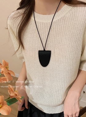 多功能黑色毛衣链挂绳皮革墨镜夹挂绳项链女极简穿搭眼镜耳机夹