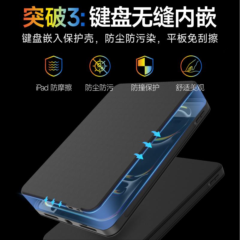 适用于苹果iPadAir6/5/4平板蓝牙键盘Pro11/13寸10.9保护套可拆分mini二合一妙控78910代迷你超薄背光带笔槽