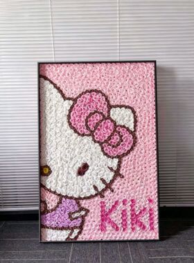 多巴胺Hello Kitty猫可爱卡通客厅装饰画粉色装饰画卧室床头挂画
