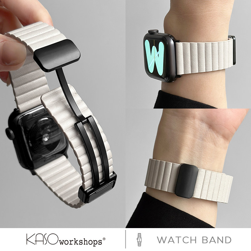 KASO适用苹果手表表带s11真皮表带applewatch表带s9代s10高级s8创意Ultra3磁吸扣se替换表带男女iwatch表带