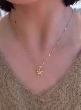 碎冰冰蝴蝶项链女新款爆款轻奢设计高级感精致锁骨链
