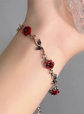 玫瑰花朵手链女高颜值学生党轻奢小众精致高级感手饰2025新款爆款