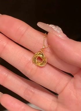 韩系金色碎碎冰莫比乌斯环项链女细闪简约精致鱼鳞锁骨链新款