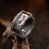 New Guofeng Qianyuan Square Ring 925 Silver 24K Gold Paste