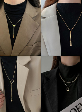 高领毛衣链大气高档秋季长款高级感配饰品简约百搭时尚搭配项链女