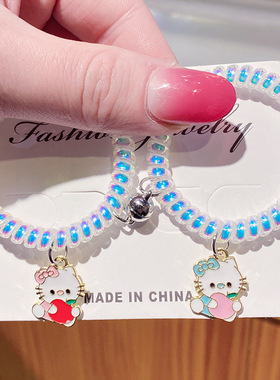 闺蜜手链一人一半高颜值学生党女生二人款友谊一对磁铁磁吸手环女