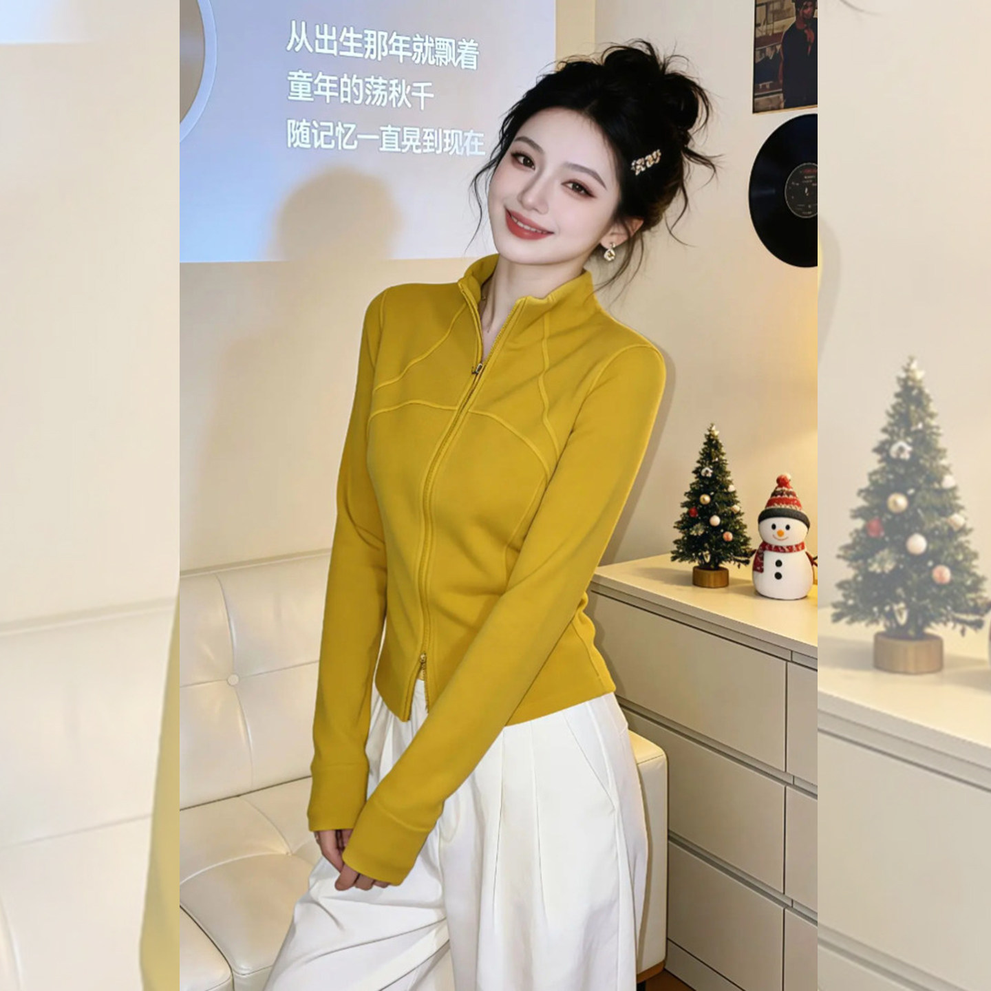 简约休闲~半高领拉链长袖上衣女秋冬修身显瘦百搭德绒内搭打底衫,淘宝优惠券,粉丝福利购,淘宝优惠卷