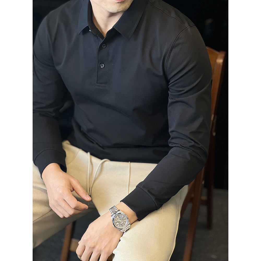 简素Design260g索罗娜polo衫男长袖T恤休闲上衣免烫抗皱打底秋冬,淘宝优惠券,粉丝福利购,淘宝优惠卷