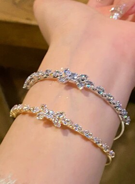 麦穗蝴蝶结手镯女高级感锆石手环开口镯子手链轻奢小众精致饰品