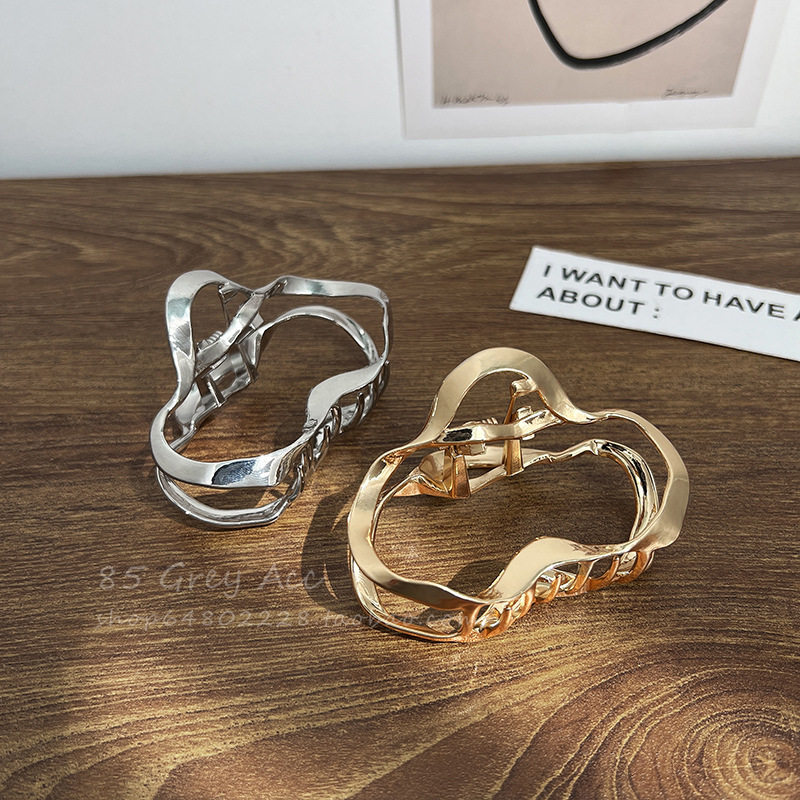 小众液态不规则线条金属发夹女后脑勺抓夹中号鲨鱼夹高级网红发抓,淘宝优惠券,粉丝福利购,淘宝优惠卷