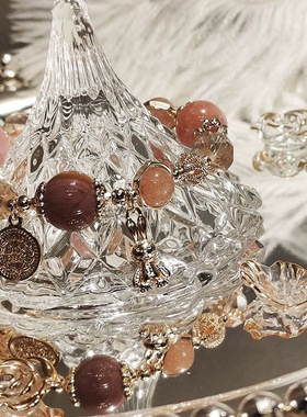 新品蜜桃乌龙星空水晶手链女小众百搭高级感阿拉善手串手饰批发