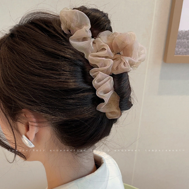 夏季网纱发夹女后脑勺气质盘发抓夹大号鲨鱼夹夹子高级感发卡头饰,淘宝优惠券,粉丝福利购,淘宝优惠卷