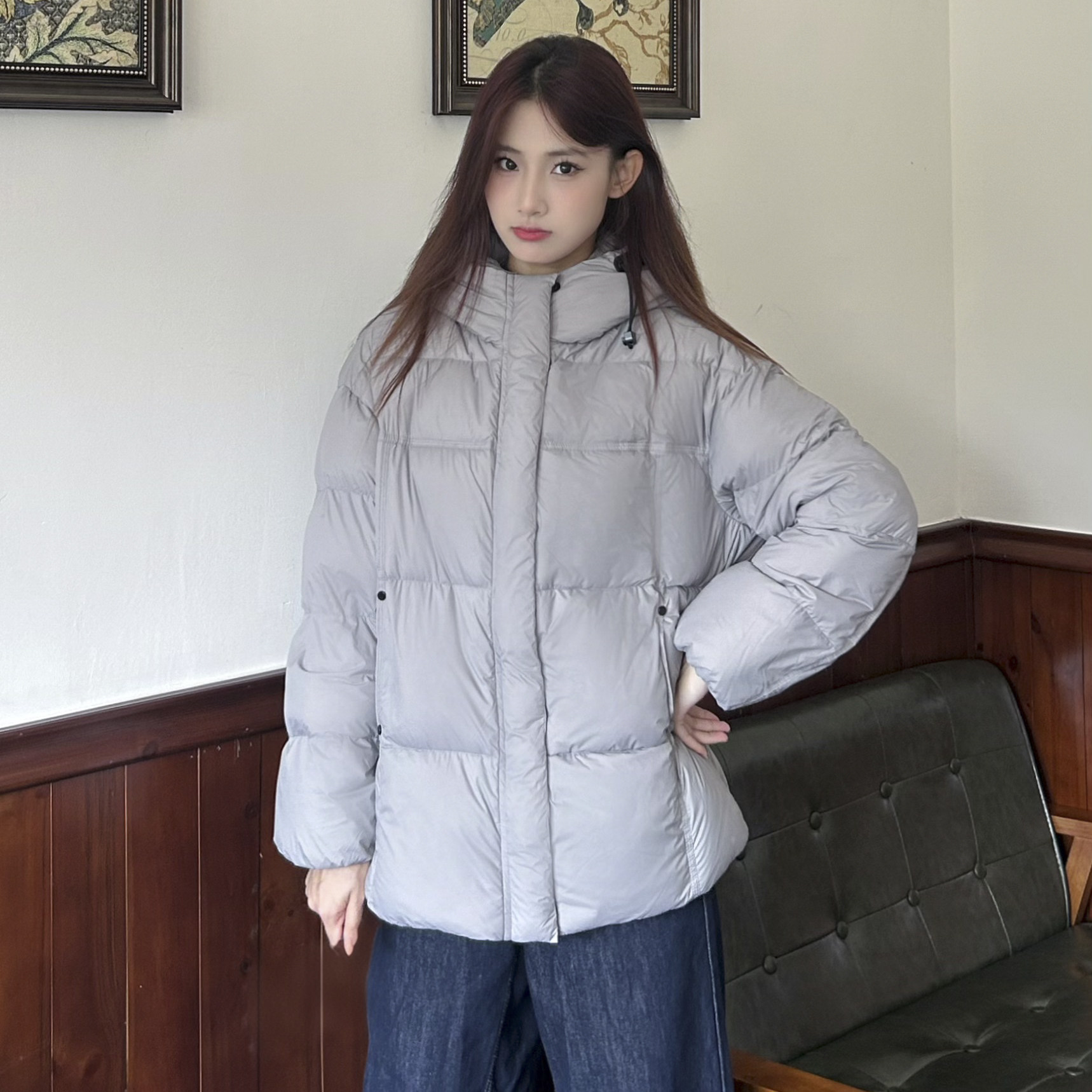 泡芙短款白鸭绒羽绒服女2025冬季新款加厚韩版保暖连帽面包服外套