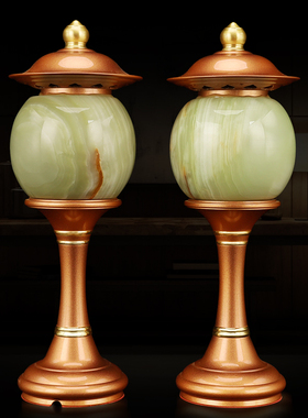 新款纯铜佛具用品供奉供具香炉套装玉石贡品果盘佛前灯供佛供水杯