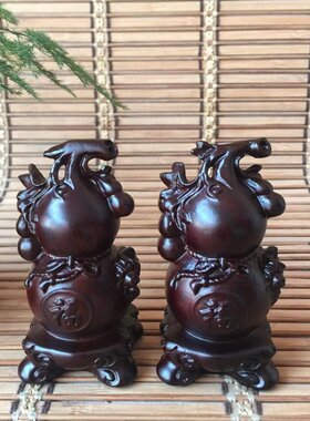 黑檀木葫芦手玩摆件根雕福禄多子多福木质工艺品 葫芦手把件
