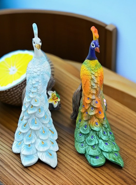 孔雀树脂摆件庭院阳台家居客厅电视柜酒柜玄关轻奢高档装饰品