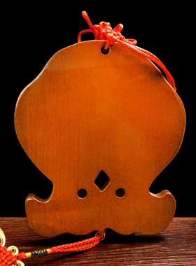 桃木富贵鱼雕刻双鱼五帝钱挂件八卦镜双鱼挂件木雕家居工艺摆件