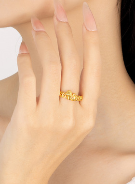 马年新款金色马上有钱戒指礼物