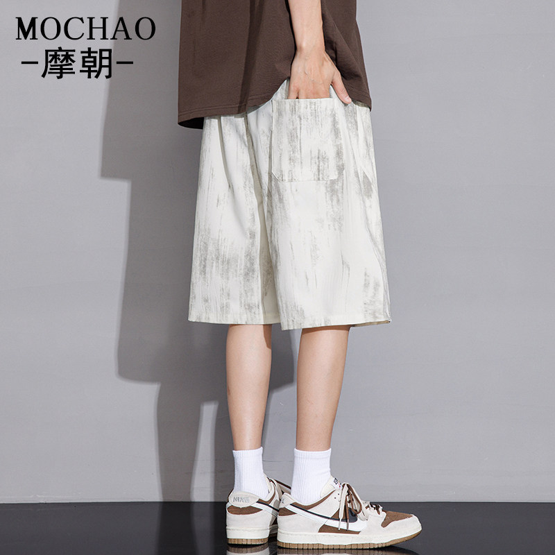 摩朝美式潮牌大码休闲短裤男士夏季宽松显瘦运动裤百搭五分中裤子 - 图3