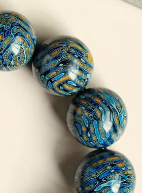 非遗大漆手串螺钿蓝20mm