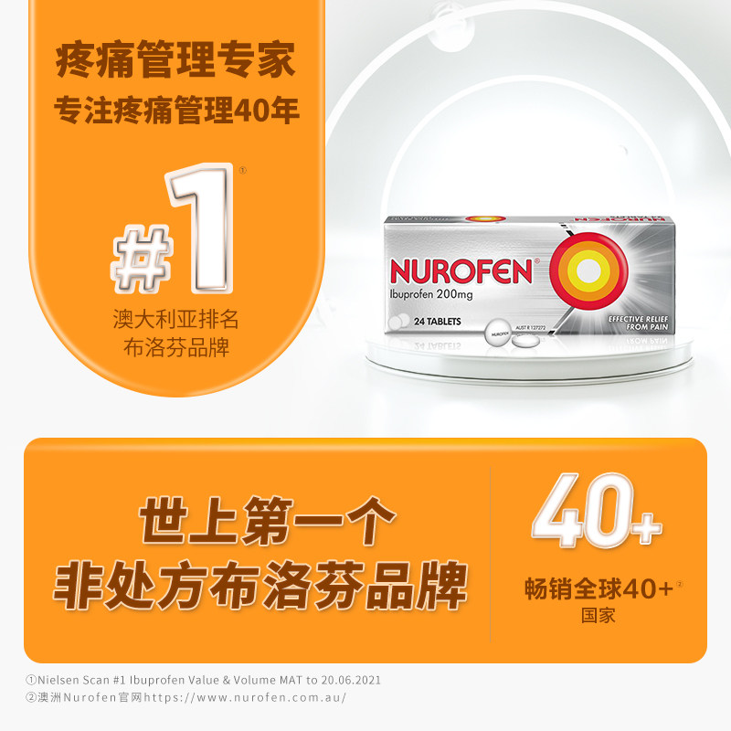 nurofen退烧经典片剂进口止痛药 NUROFEN海外国际解热镇痛用药