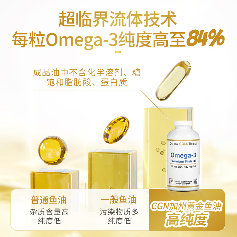 【半年囤购装】加州黄金CGN欧米伽800鱼油高纯度omega3成人30粒 - 图2