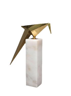 新中式大理石不锈钢千纸鹤艺术摆件样板房电视柜客厅酒店家居装饰