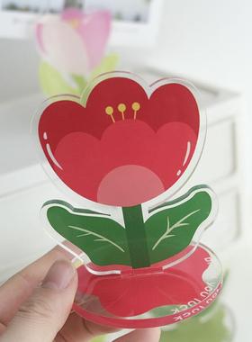 ins风照片夹桌面留言便签夹可爱卡通立牌亚克力花朵摆件装饰摆件