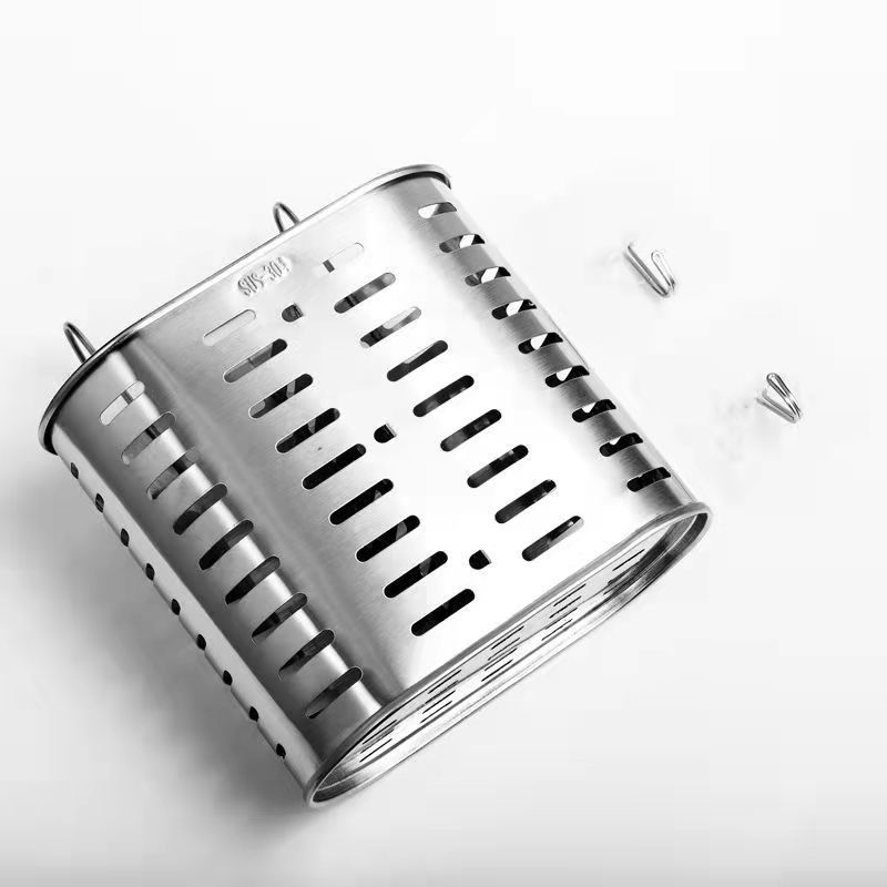 Anmai chopstick tube stainless steel double grid chopstick storage rack kitchen drain antibacterial multifunctional chopstick cage tableware rack