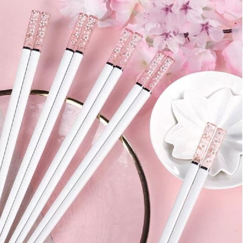 Chopsticks Japanese Amber Sakura Antibacterial Anti-slip - 图0