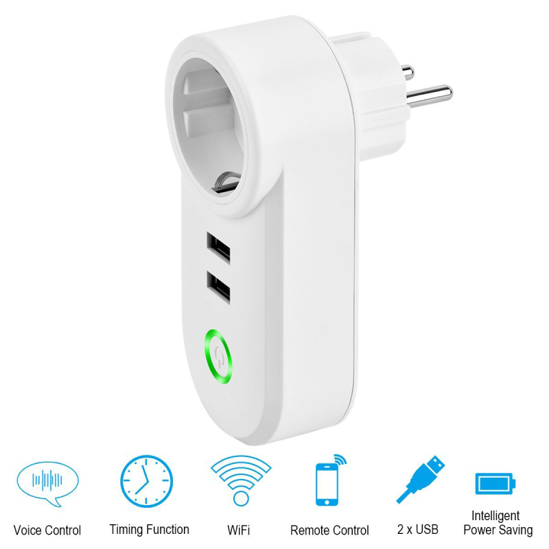 Smart WiFi Socket Smart Plug 2 USB Charger Port, Timer Power-图1