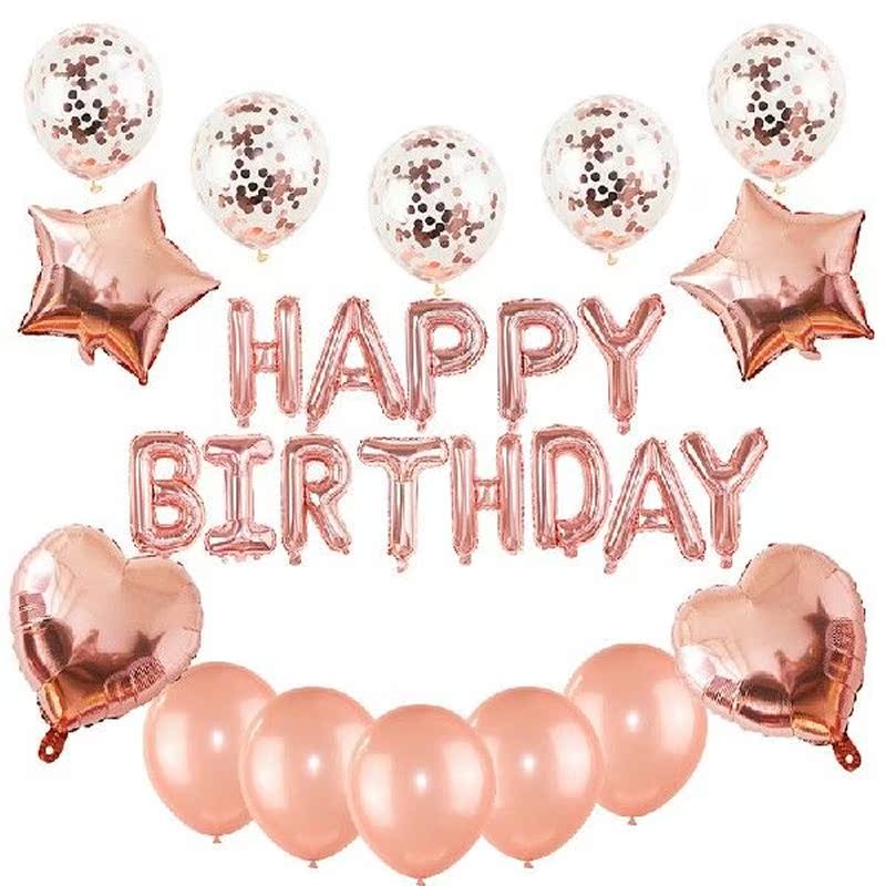 27pcs/set Happy Birthday Letter Balloons Rose Gold Silver - 图2